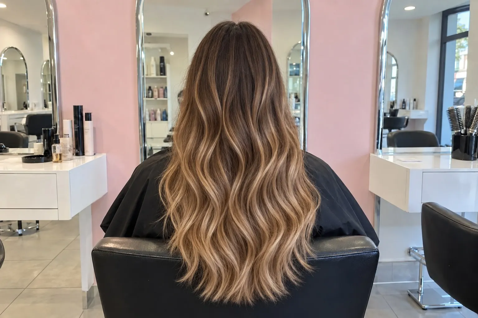 Après : balayage caramel, image fictive