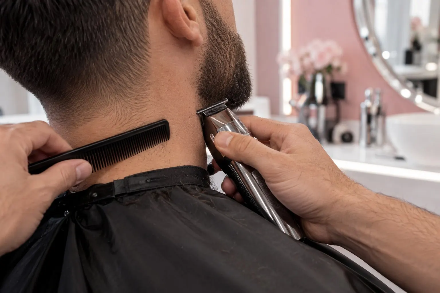 Travail de la barbe sans visage identifiable, image fictive