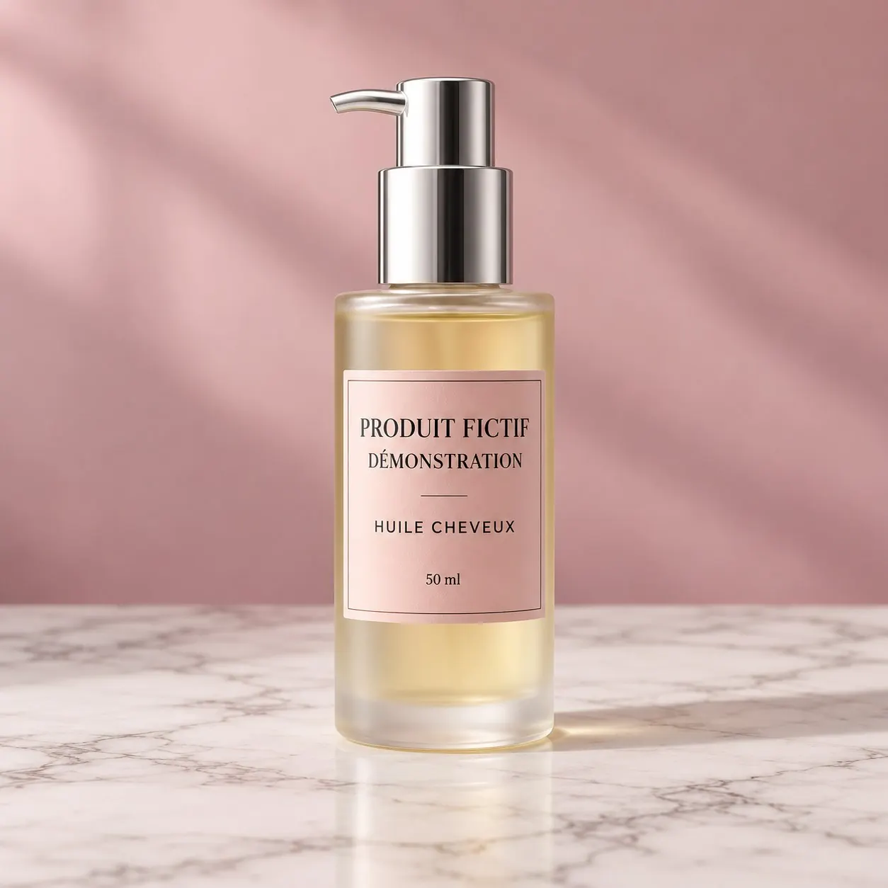 Huile cheveux, produit fictif de démonstration